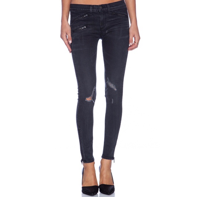 Rag & Bone Moto Styleblack Wash Skinny Jea